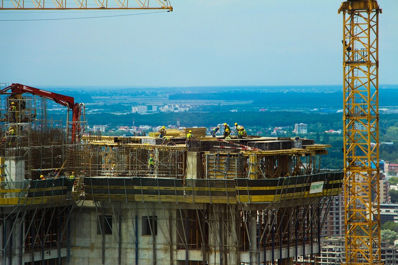 workers, high, crane, height, build, construction, building, the work, trial